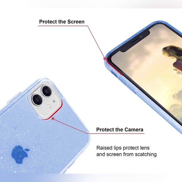 JJGoo iPhone 11 Case, BLUE GLITTER, Flexible Cases for Women Girls (6.1 inch) - Picture 3 of 7